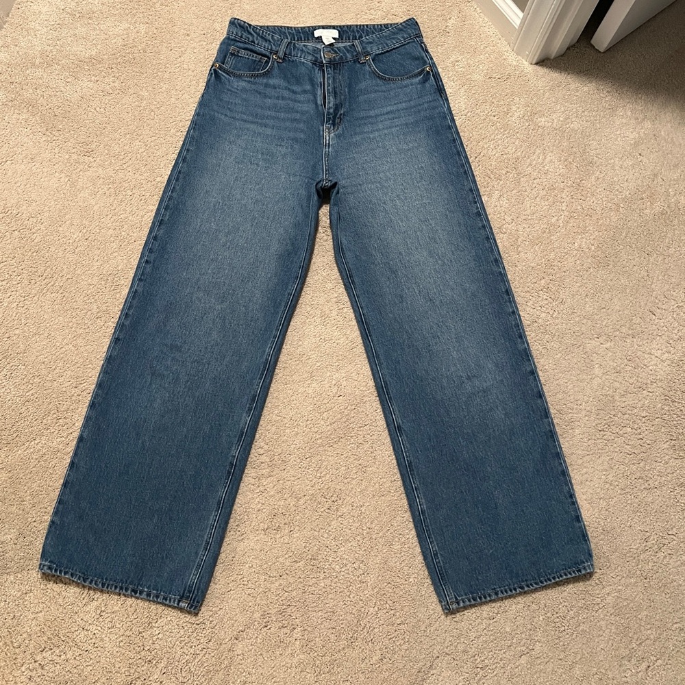 H&M Women's Wide-Leg High-Rise Blue Jeans